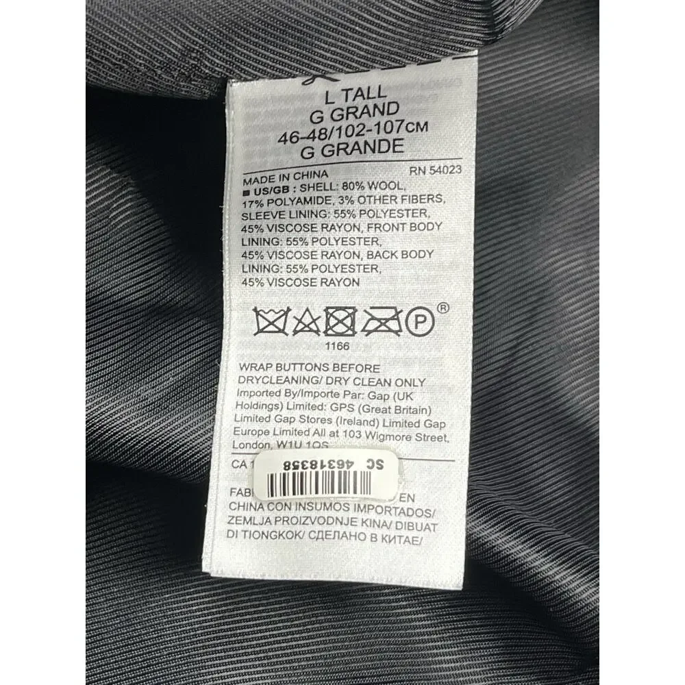 Banana Republic Mario Bellucci Overcoat Mens Large Tall Gray Wool Italian